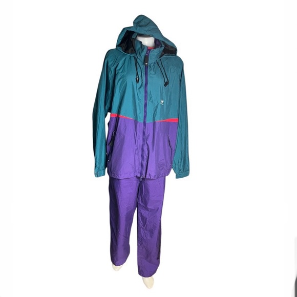 HELLY HANSEN Windbreaker Tracksuit Colorblock Purple Teal Mesh Lining Size Large